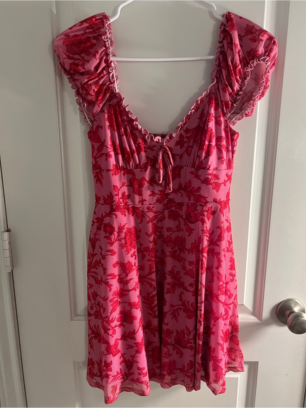 Urban Outfitters Pink & Red Floral Tie-Front Chemise